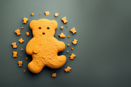 Cookie in a shape of bear , minimalist style. Generative AIの素材