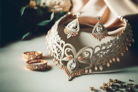 Elegant wedding jewelry. Generative AIの素材