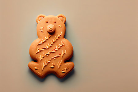 Cookie in a shape of bear , minimalist style. Generative AIの素材
