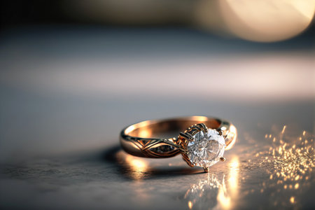 Beautiful wedding engagement ring macro image. Generative AIの素材