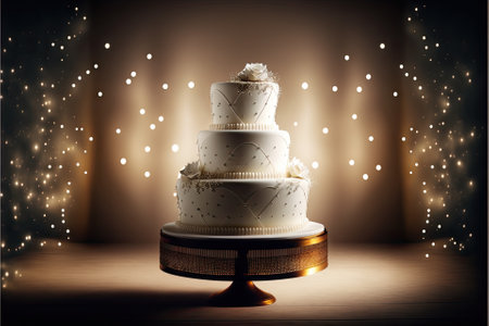 Elegant layered wedding cake. Generative AIの素材