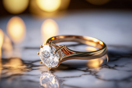 Beautiful wedding engagement ring macro image. Generative AIの素材