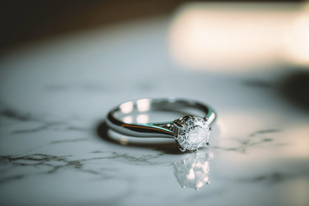 Beautiful wedding engagement ring macro image. Generative AIの素材
