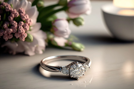 Beautiful wedding engagement ring macro image. Generative AIの素材
