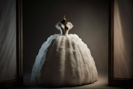 Elegant wedding dress , prom dress on hanger. Generative AIの素材