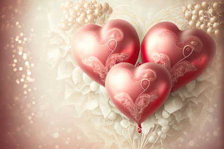 Valentine's day baloon banner. Generative AI.の素材