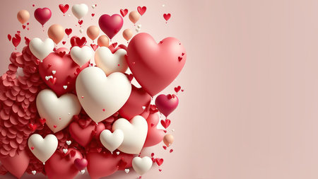 Valentine's day baloon banner. Generative AI.の素材