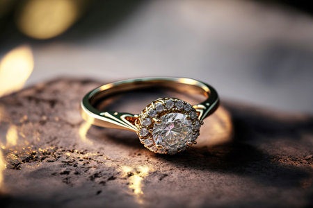 Beautiful wedding engagement ring macro image. Generative AIの素材