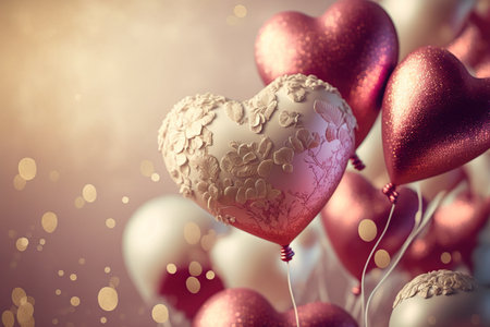 Valentine's day baloon banner. Generative AI.の素材