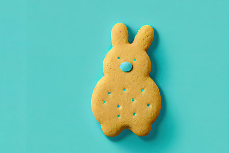 Cookie in a shape of easter rabbit, minimalist style. Generative AIの素材