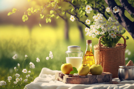 Spring romantic picnic. Generative AIの素材