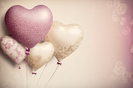 Valentine's day baloon banner. Generative AI.の素材