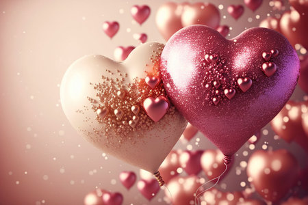 Valentine's day baloon banner. Generative AI.の素材
