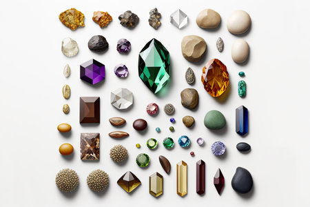 Arrangement of precious stones for jewelry making, flat lay style. Generative AIの素材