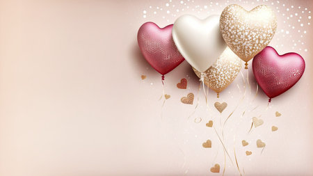 Valentine's day baloon banner. Generative AI.の素材