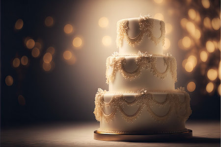 Elegant layered wedding cake. Generative AIの素材
