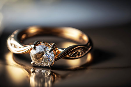 Beautiful wedding engagement ring macro image. Generative AIの素材