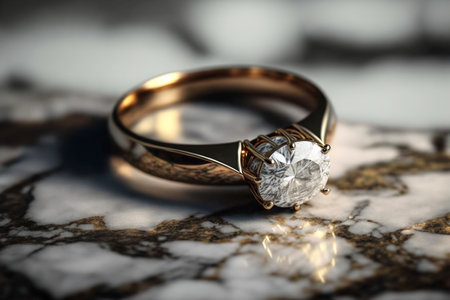 Beautiful wedding engagement ring macro image. Generative AIの素材