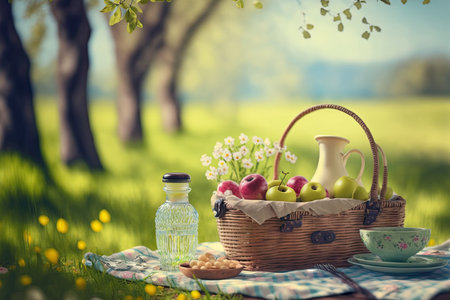Spring romantic picnic. Generative AIの素材