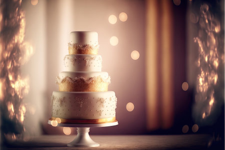 Elegant layered wedding cake. Generative AIの素材
