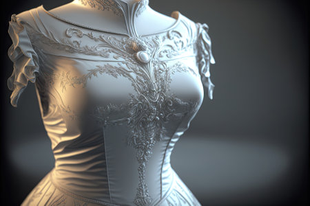 Elegant wedding dress , prom dress on hanger. Generative AIの素材