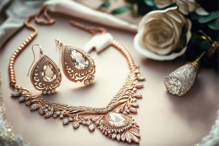Elegant wedding jewelry. Generative AIの素材