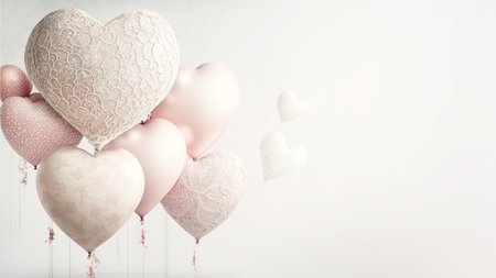 Valentine's day baloon banner. Generative AI.の素材