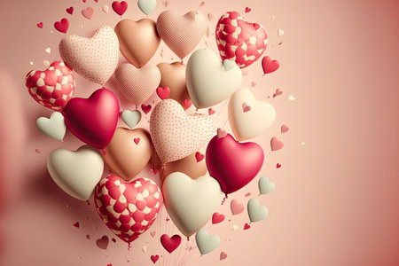 Valentine's day baloon banner. Generative AI.の素材
