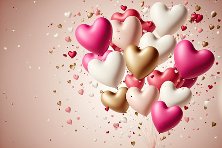 Valentine's day baloon banner. Generative AI.の素材