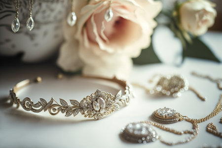 Elegant wedding jewelry. Generative AIの素材