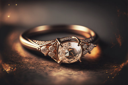Beautiful wedding engagement ring macro image. Generative AIの素材