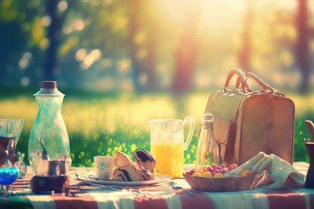 Spring romantic picnic. Generative AIの素材