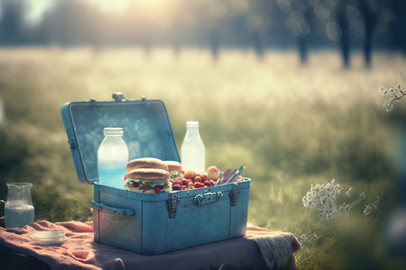 Spring romantic picnic. Generative AIの素材