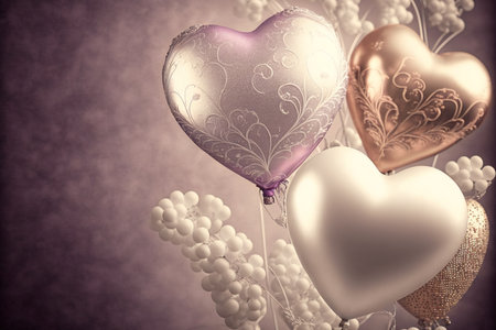Valentine's day baloon banner. Generative AI.の素材