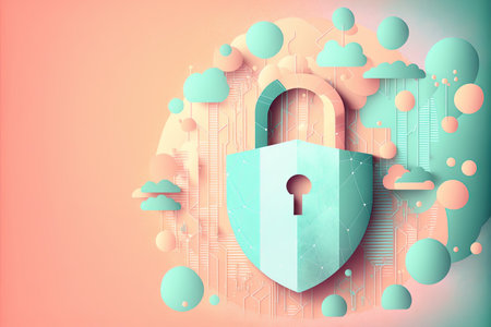 Cyber security abstract concept. pastel colors. Generative AIの素材