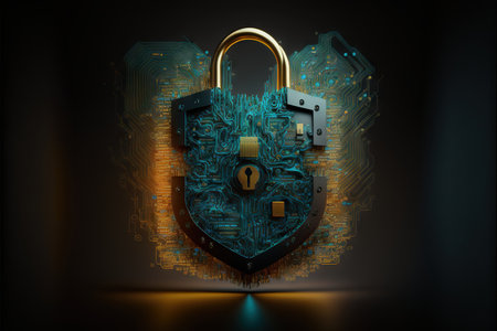 Cyber security abstract concept. dark background. Generative AIの素材