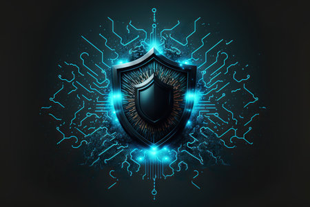 Cyber security abstract concept. dark background. Generative AIの素材