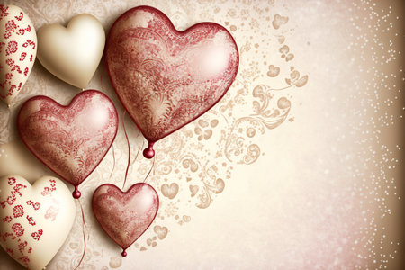 Valentine's day baloon banner. Generative AI.の素材