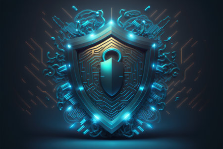 Cyber security abstract concept. dark background. Generative AIの素材