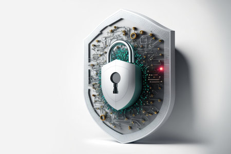 Cyber security abstract concept. white background. Generative AIの素材