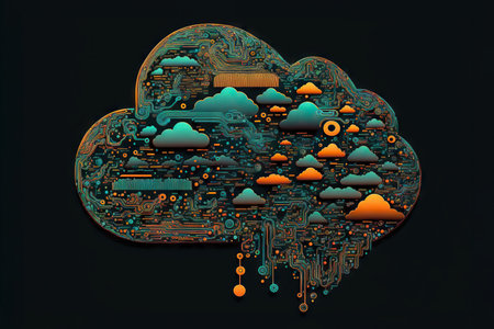 Technology data center on cloud service. cloud computing concept. Generative AIの素材