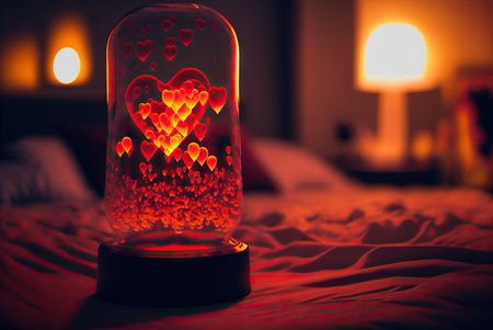 Lava lamp in a bedroom, romantic Valentine's day ambience. Generative AIの素材