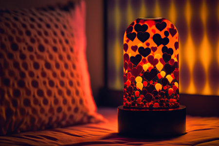 Lava lamp in a bedroom, romantic Valentine's day ambience. Generative AIの素材