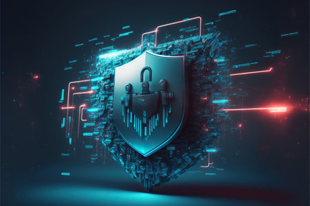 Cyber security abstract concept. dark background. Generative AIの素材
