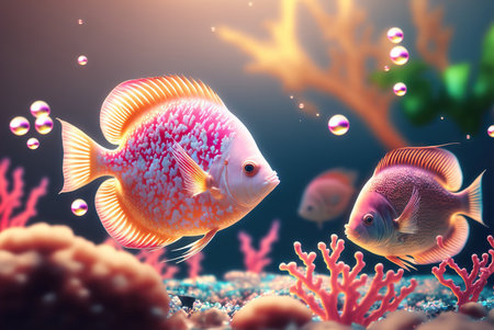 Colorful tropical fish swimming in the ocean. Generative AIの素材