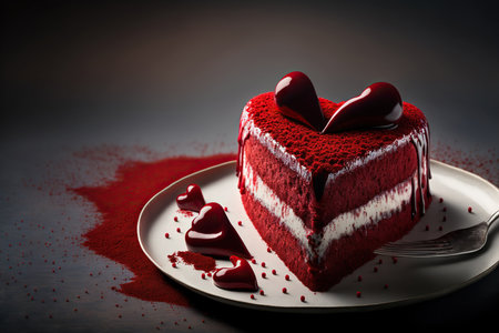 Valentine's Day red velvet cake. Generative AIの素材
