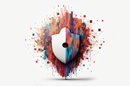 Cyber security abstract concept. white background. Generative AIの素材