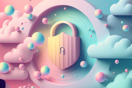 Cyber security abstract concept. pastel colors. Generative AIの素材