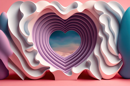 Valentine's Day themed geometric abstract illustration. Generative AI.の素材