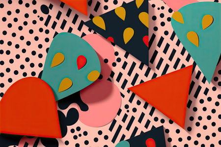 Valentine's Day themed memphis style trendy illustration. Generative AIの素材